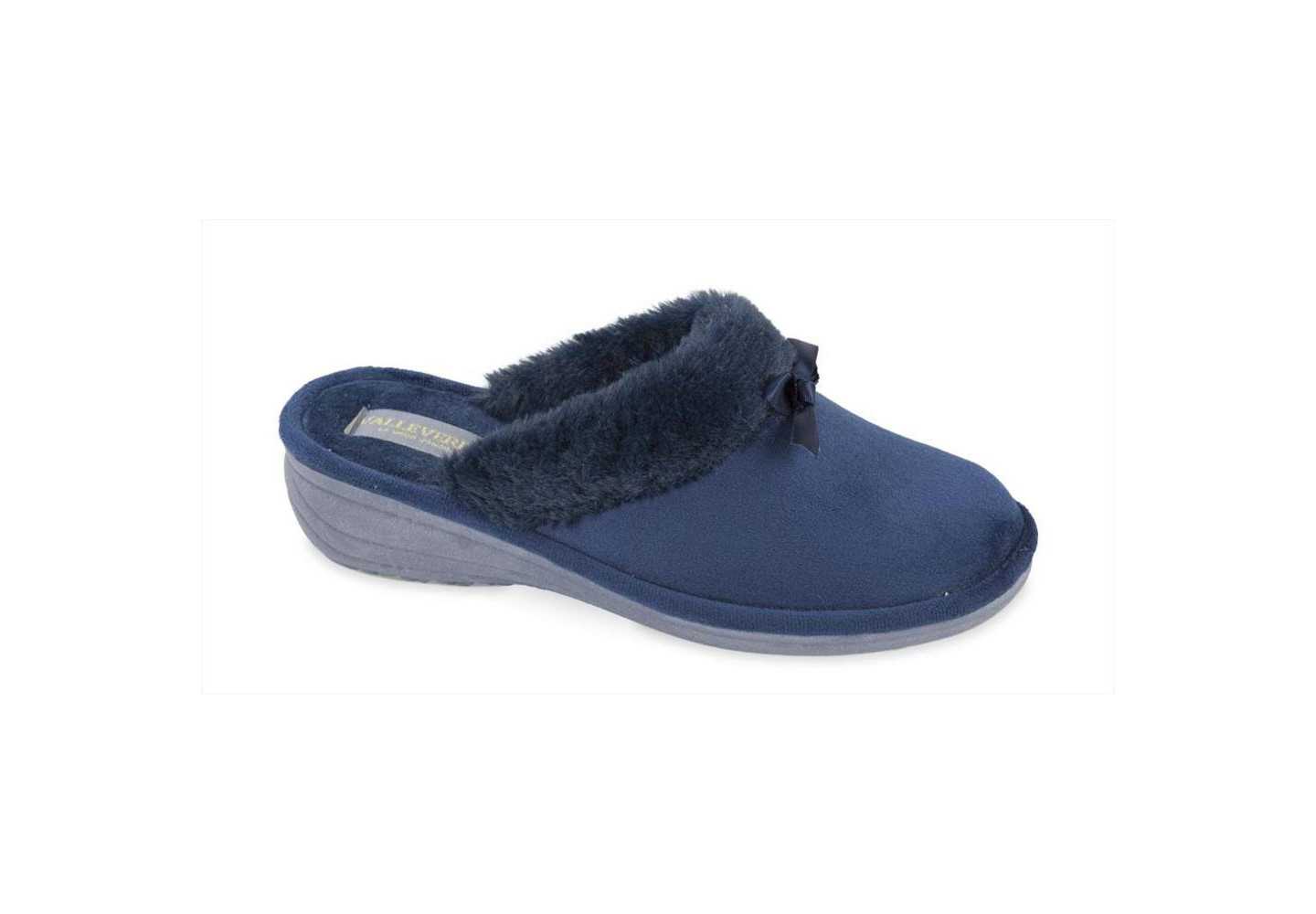 Pantofola da donna calda in tessuto Valleverde 55124 blu