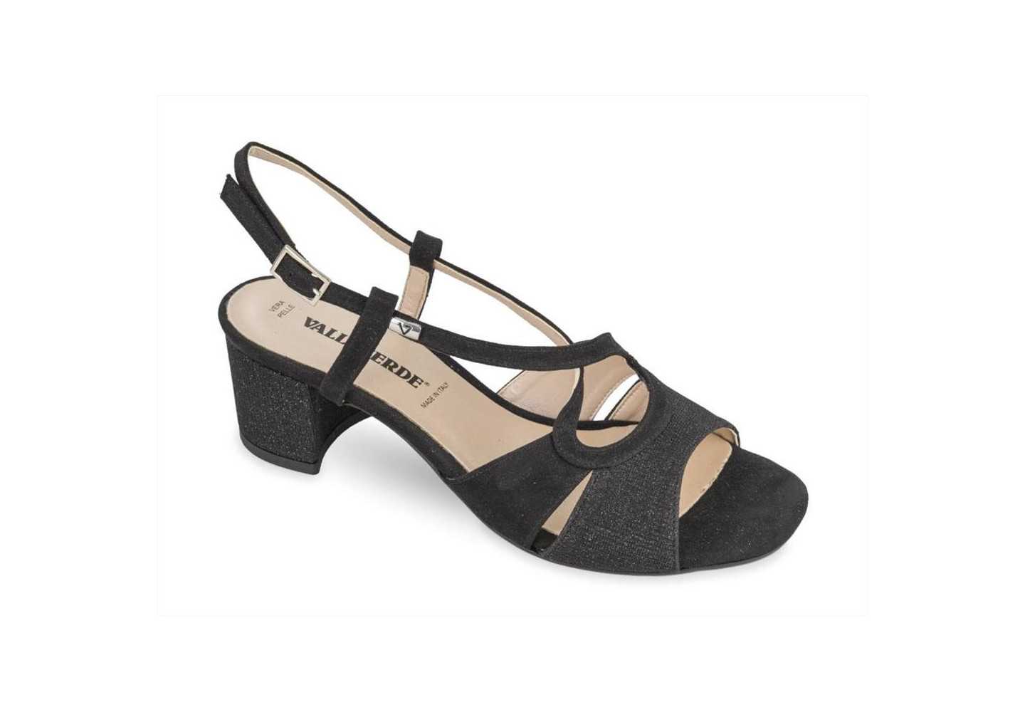 Sandalo elegante con tacco a blocchetto Valleverde 28216 nero