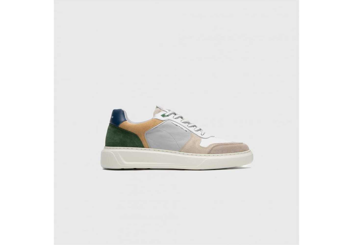 SNEAKER DA UOMO AMBITIOUS 13449-11201AM BEGE/OFFFWHITE/GREEN