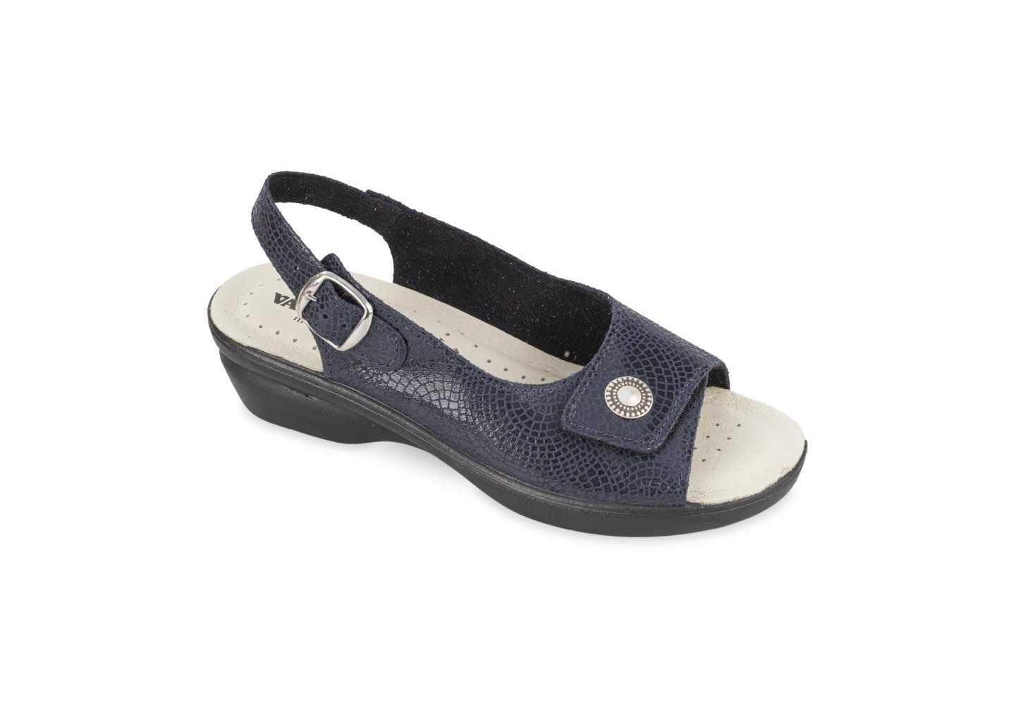 Sandalo da donna regolabile in pelle Valleverde 25307 blu