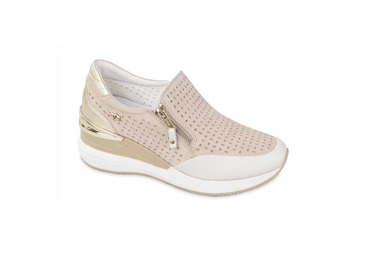 Sneakers da donna con zip Valleverde 36285 sabbia