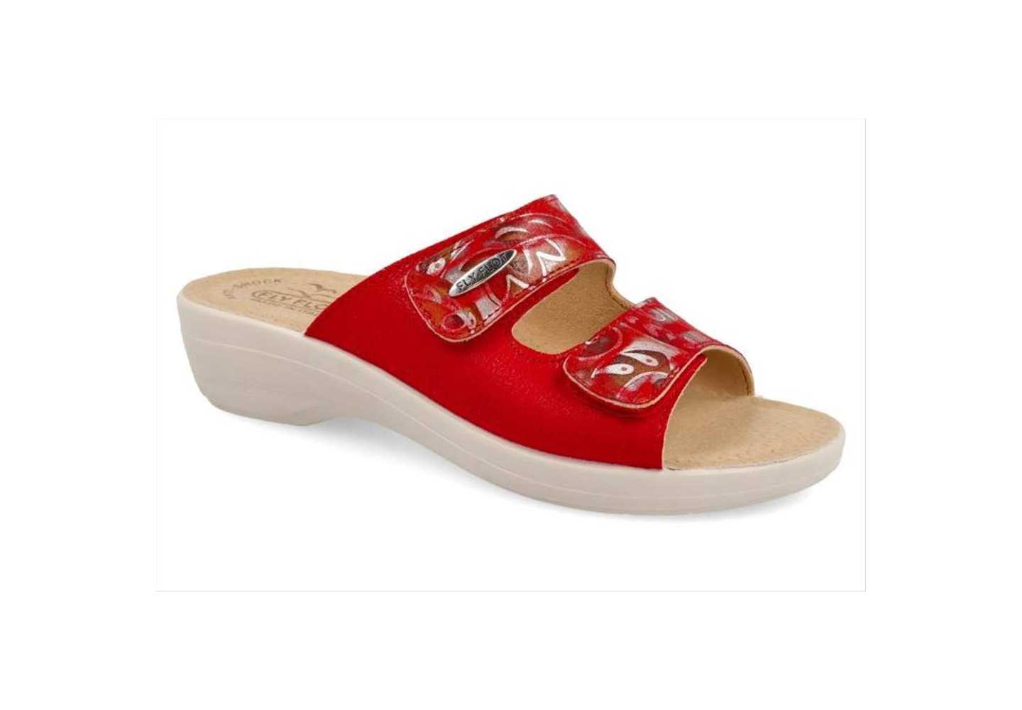 Ciabatta da donna con doppio strappo Fly Flot T5B1853 Rosso