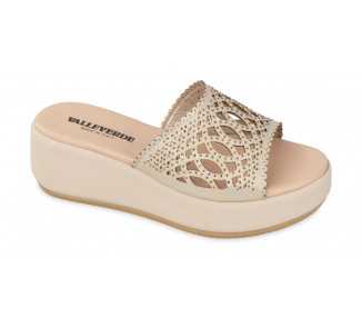 Ciabatta da donna con zeppa e strass Valleverde 55570