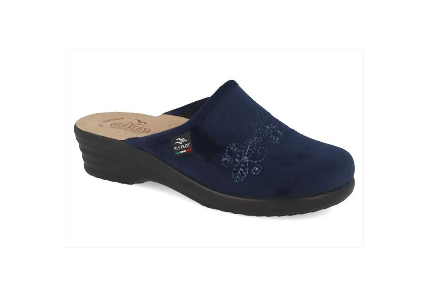 Pantofole da donna con plantare in pelle Fly Flot L8W44PE blu