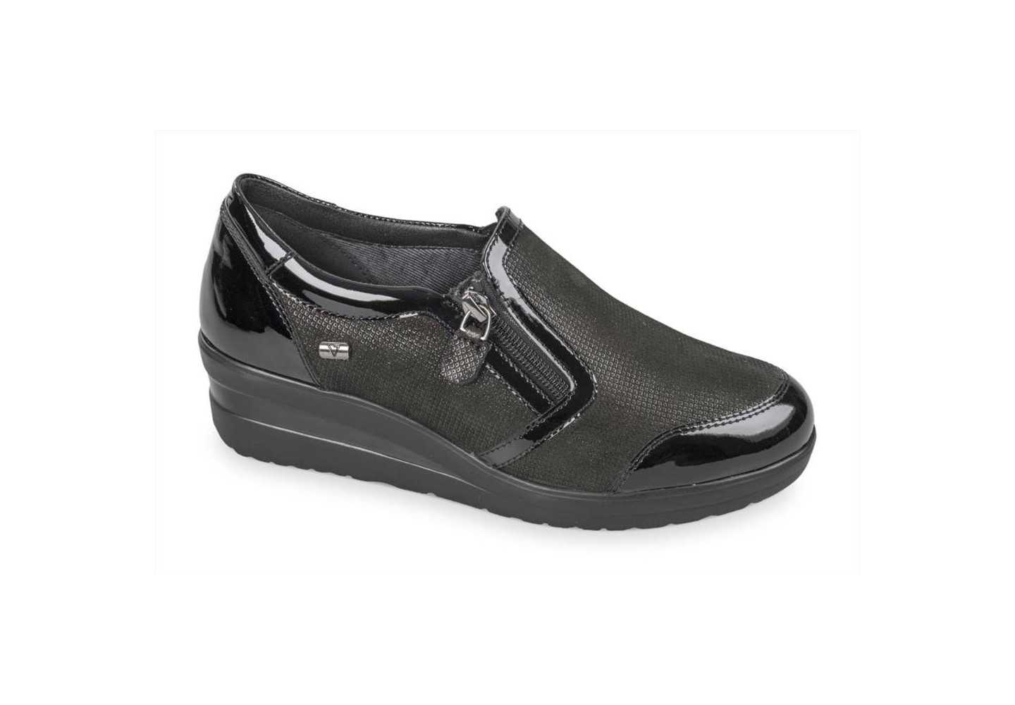 SLIP-ON DA DONNA IN VERNICE CON ZIP VALLEVERDE 36207 NERO