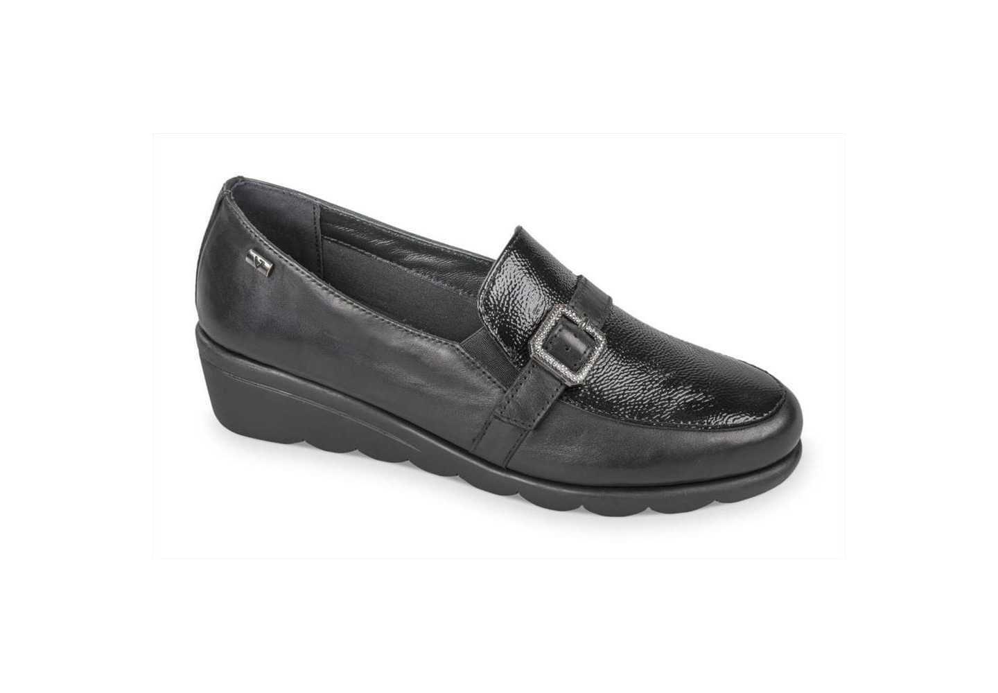 MOCASSINO DA DONNA PELLE E VERNICE VALLEVERDE VS10308A NERO