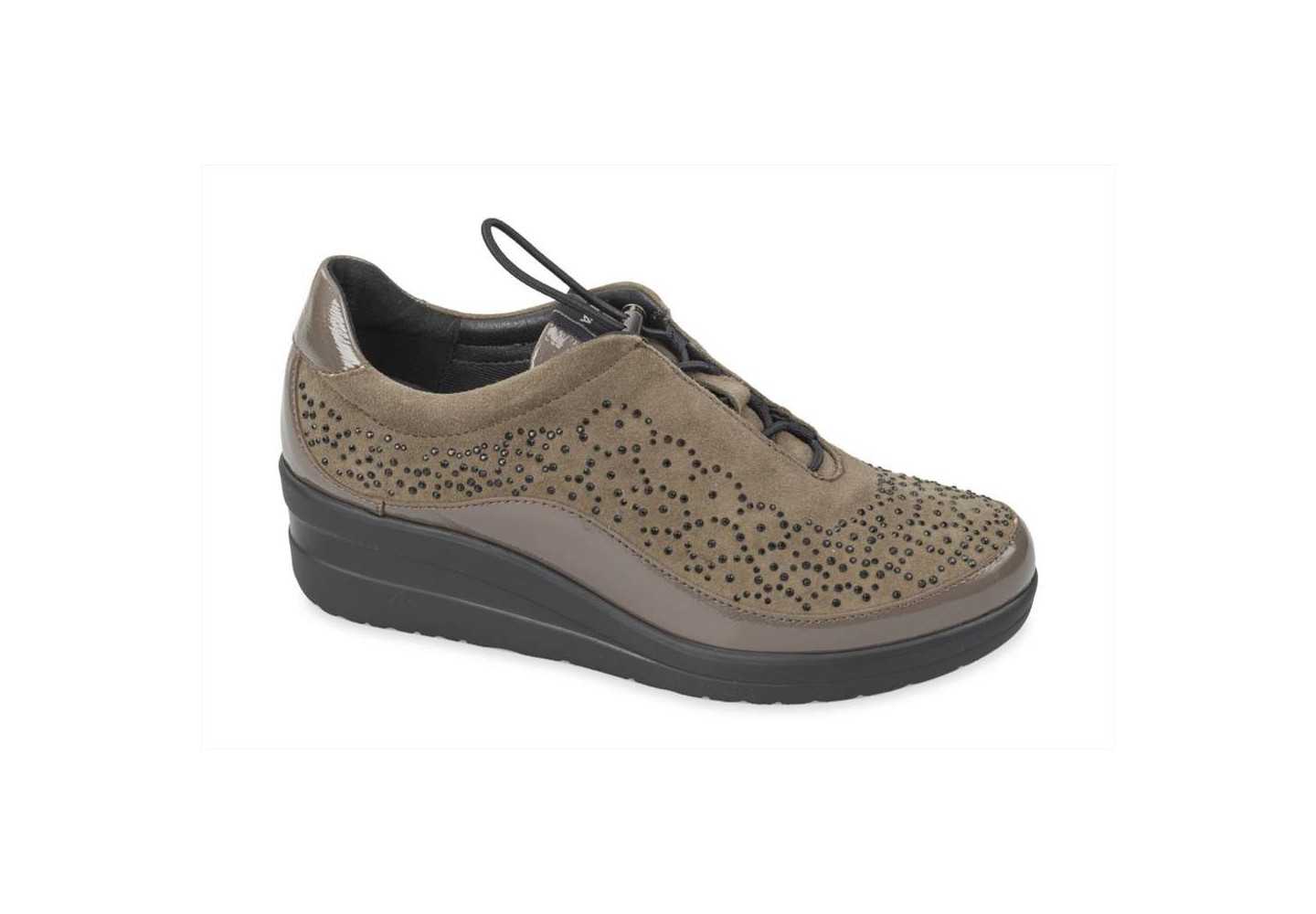 Sneakers in pelle con strass e coulisse Valleverde 36206 suede