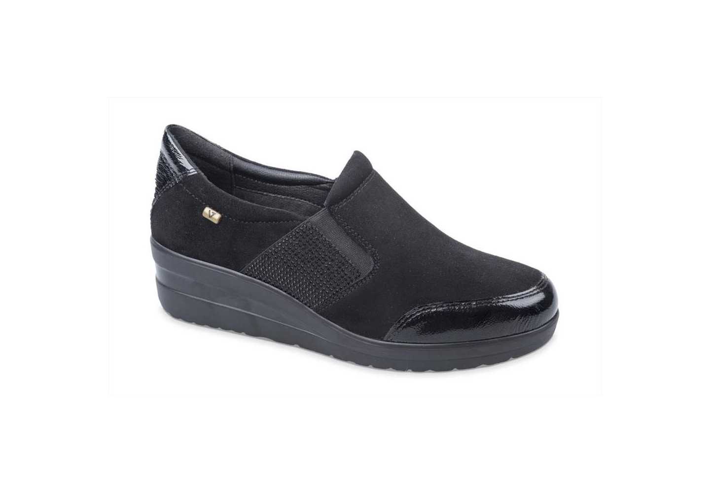 Scarpe da donna slip-on Valleverde 36202A suede nero