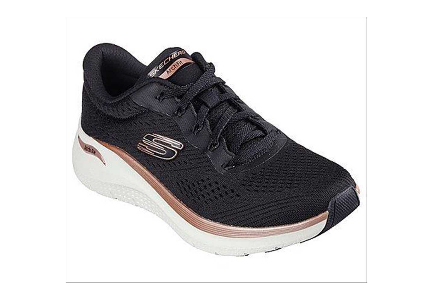 scarpe da ginnastica da donna memory foam ARCH FIT 2.0 Skechers 150067 BKRG nere