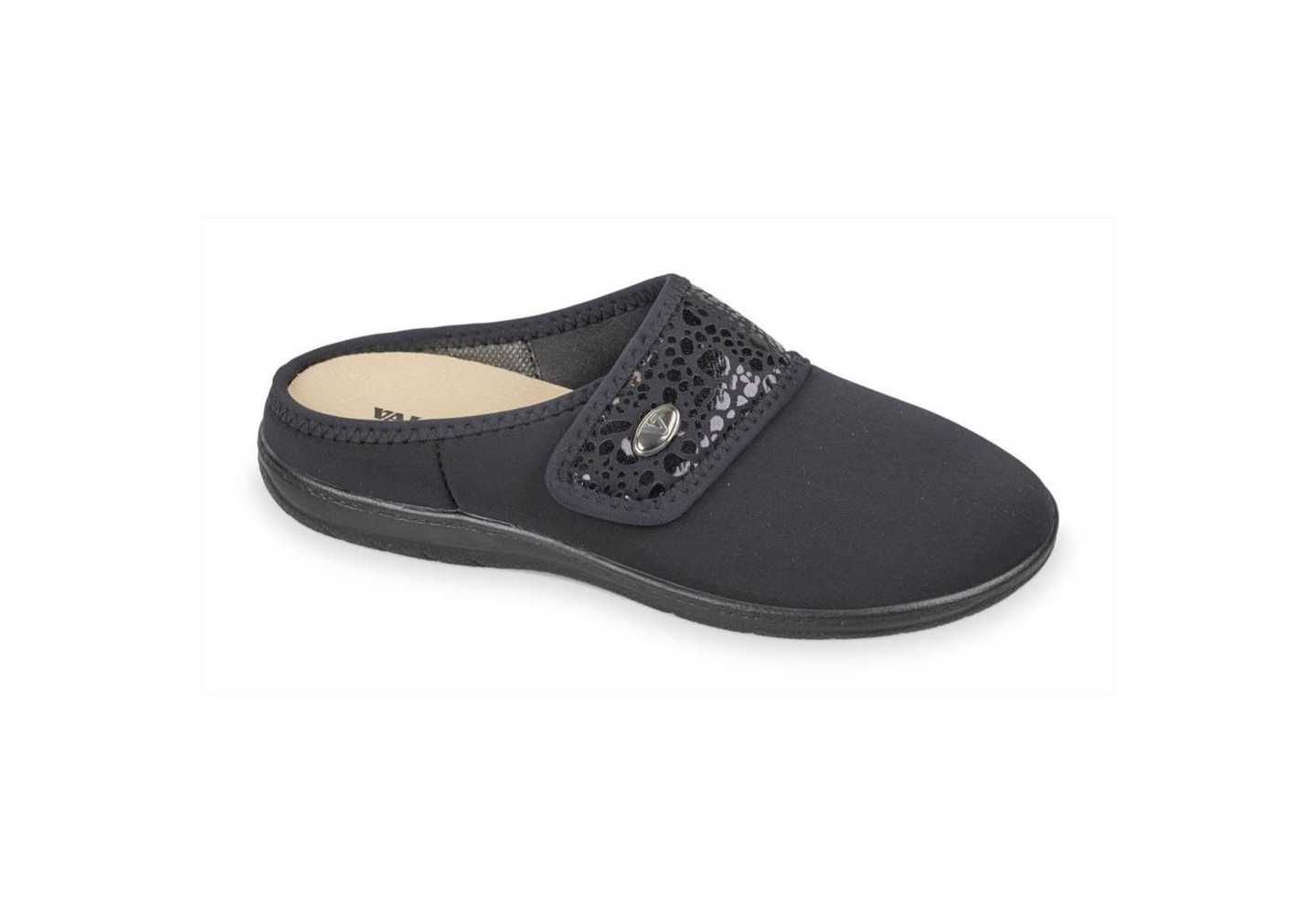 PANTOFOLE DA DONNA CON STRAPPO E PLANTARE ESTRAIBILE VALLEVERDE 25102 NERO