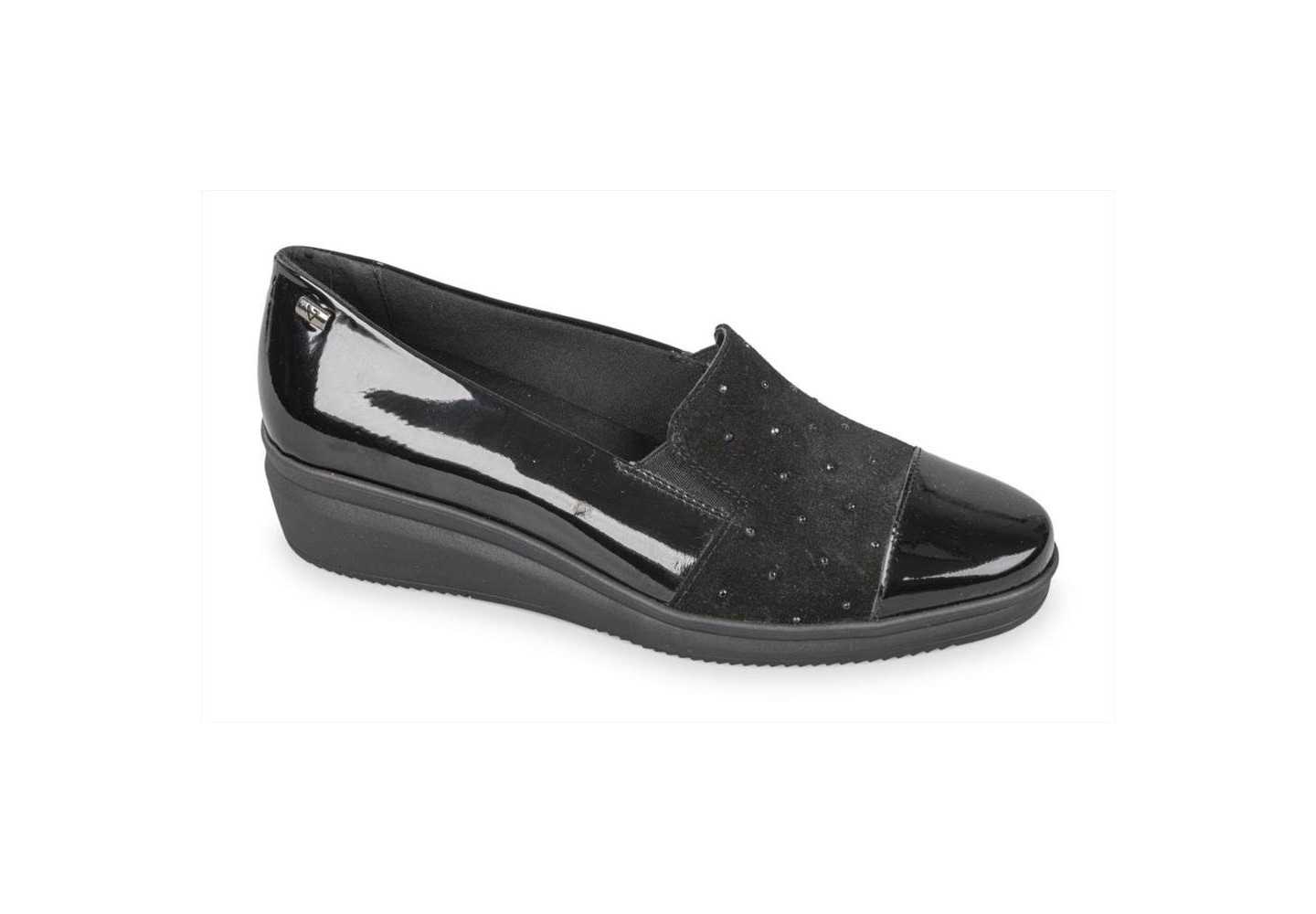 MOCASSSINI DA DONNA IN VERNICE VALLEVERDE 16141 NERO