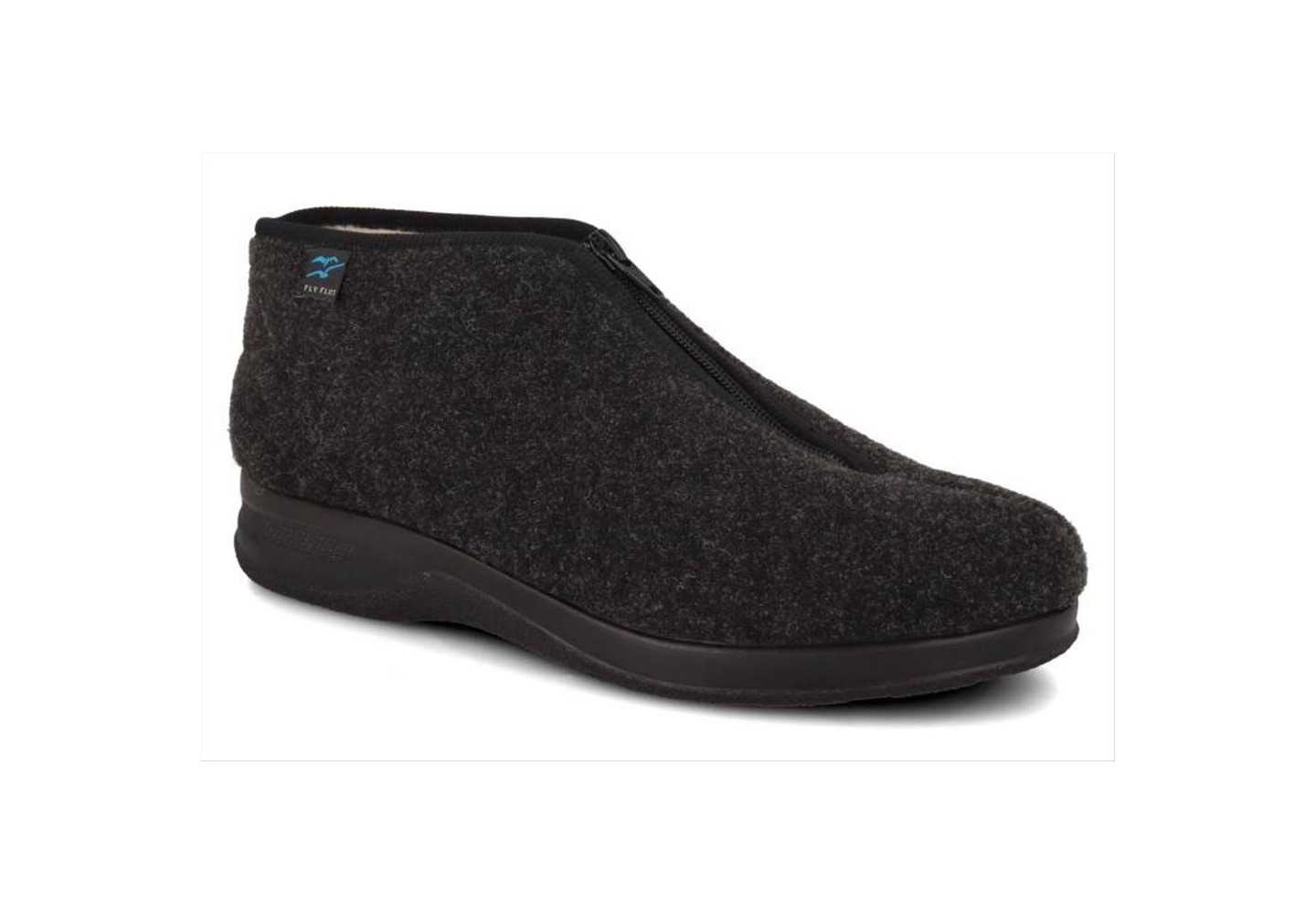 Pantofola da uomo in vera lana Fly Flot Q788IL Nero