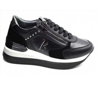 Sneakers platform casual con zip Keys K-5533 Black/Canna di fucile