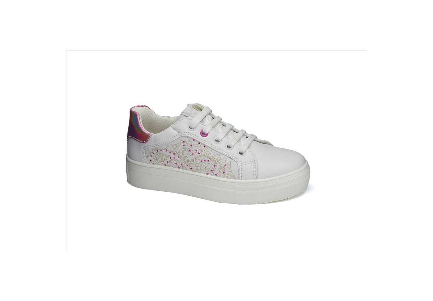 Sneakers in similpelle con lacci Asso AG10351 bianco