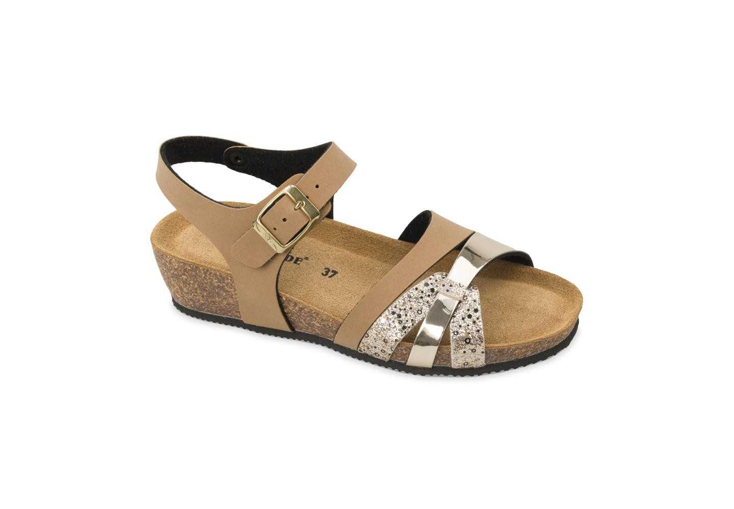 Sandalo da donna fussbet Valleverde G5388 nero laminato con glitter