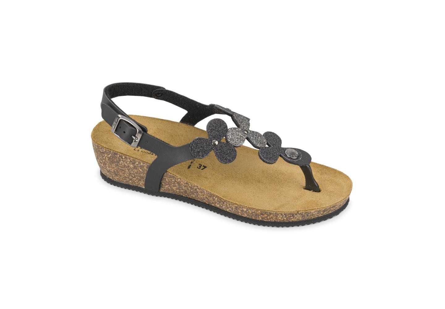 Sandalo da donna infradito con glitter Valleverde G51276 nero beige