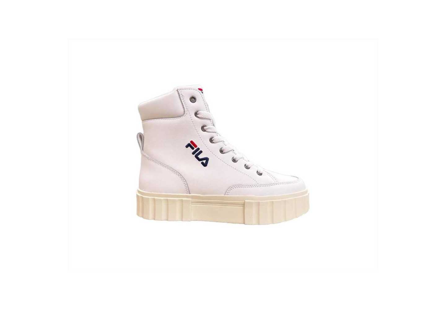Sneakers alte da donna platform in pelle Fila Sandblast High FFT0052.10004 white con logo