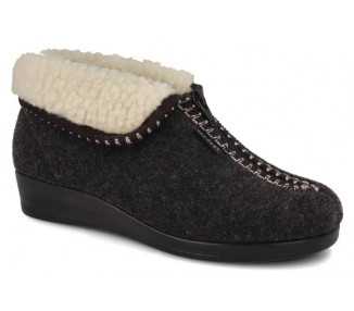 Pantofola da donna in vera lana Fly Flot Q3U04IW nero
