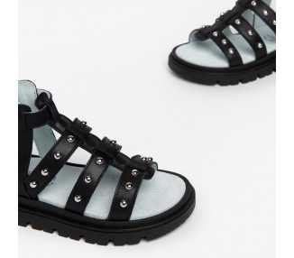 Sandalo da ragazza con zip e borchiette Nero Giardini Teens E332650F