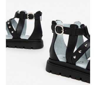 Sandalo da ragazza con zip e borchiette Nero Giardini Teens E332650F